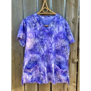 floral tie dye scrub top